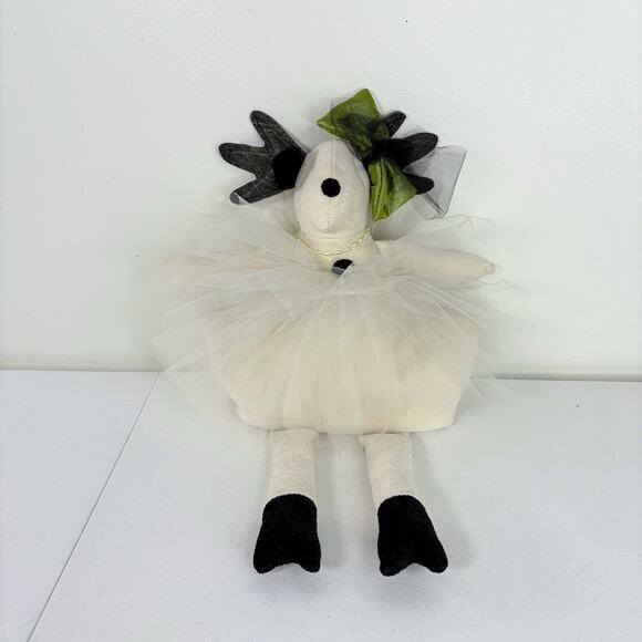 Woof & Poof Reindeer Ballerina Tutu Bow Shelf Sitter Bean Holiday Doll - Picture 1 of 8